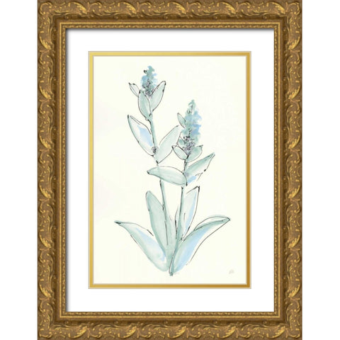 Lambs Ear Sage IV Gold Ornate Wood Framed Art Print with Double Matting by Paschke, Chris