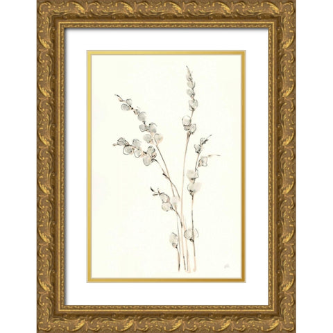 Pussy Willows IV Gold Ornate Wood Framed Art Print with Double Matting by Paschke, Chris