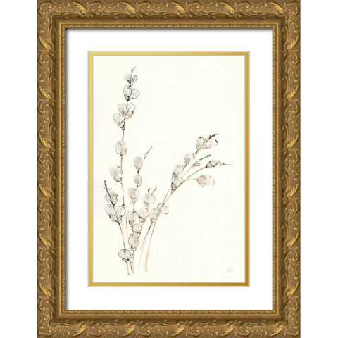 Pussy Willows V Gold Ornate Wood Framed Art Print with Double Matting by Paschke, Chris