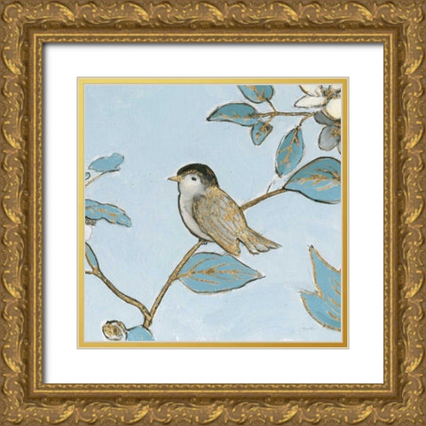 Toile Birds II Gold Ornate Wood Framed Art Print with Double Matting by Adams, Emily