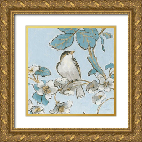 Toile Birds III Gold Ornate Wood Framed Art Print with Double Matting by Adams, Emily