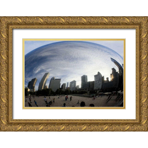 The Bean Chicago Gold Ornate Wood Framed Art Print with Double Matting by Van Swearingen, Debra