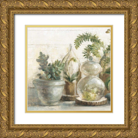 Greenhouse Orchids on Shiplap II Gold Ornate Wood Framed Art Print with Double Matting by Nai, Danhui