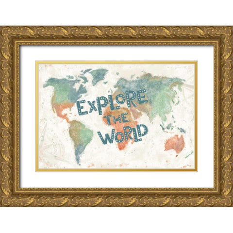 Explore the World I Gold Ornate Wood Framed Art Print with Double Matting by Charron, Veronique
