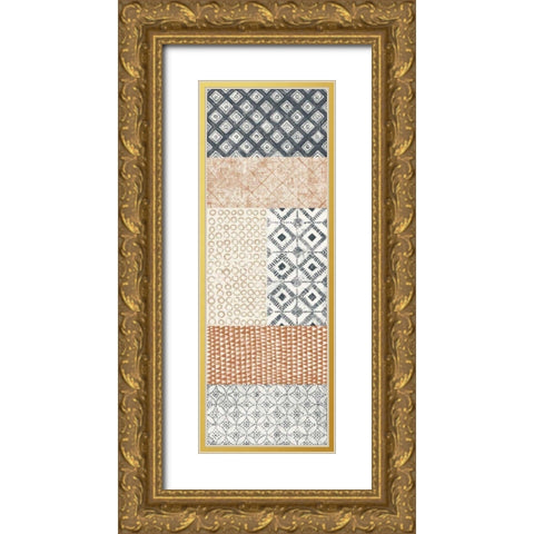 Maki Tile Panel II Warm Gold Ornate Wood Framed Art Print with Double Matting by Lovell, Kathrine
