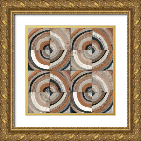 The Center I Abstract Warm Gold Ornate Wood Framed Art Print with Double Matting by Warrick, Cheryl