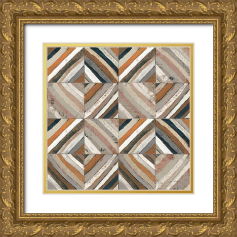 The Center II Abstract Warm Gold Ornate Wood Framed Art Print with Double Matting by Warrick, Cheryl