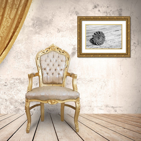 Pinecone Gold Ornate Wood Framed Art Print with Double Matting by Aledanda