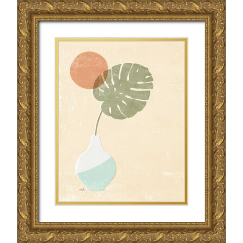 Sun Palm I Mint Gold Ornate Wood Framed Art Print with Double Matting by Hershey, Moira
