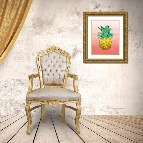 Island Time Pineapples VI Coral Gold Ornate Wood Framed Art Print with Double Matting by Grove, Beth