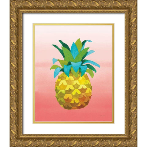 Island Time Pineapples VI Coral Gold Ornate Wood Framed Art Print with Double Matting by Grove, Beth