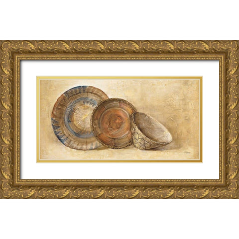 Woven Vessels I Navy Crop Gold Ornate Wood Framed Art Print with Double Matting by Hristova, Albena