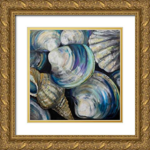 Key West Shells Gold Ornate Wood Framed Art Print with Double Matting by Vertentes, Jeanette