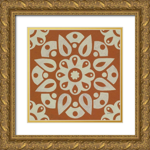 Terra Cotta Tile IV Gold Ornate Wood Framed Art Print with Double Matting by Lovell, Kathrine