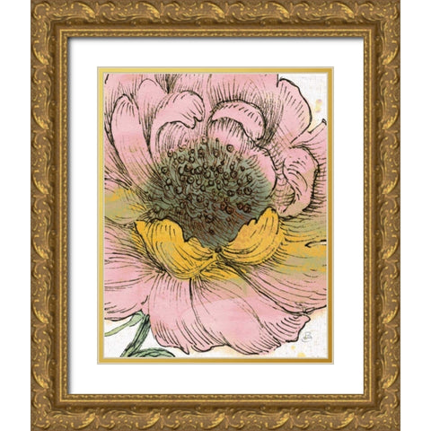 Blossom Sketches III Pink Crop Gold Ornate Wood Framed Art Print with Double Matting by Brissonnet, Daphne