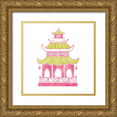 Everyday Chinoiserie IV Pink Gold Ornate Wood Framed Art Print with Double Matting by Urban, Mary