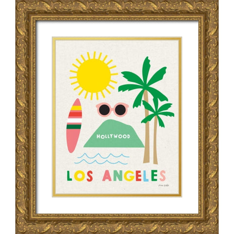 City Fun Los Angeles Gold Ornate Wood Framed Art Print with Double Matting by Kelle, Ann