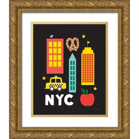City Fun NYC Gold Ornate Wood Framed Art Print with Double Matting by Kelle, Ann