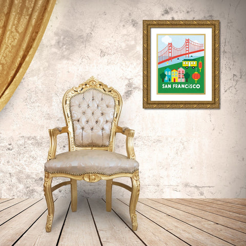 City Fun San Francisco Gold Ornate Wood Framed Art Print with Double Matting by Kelle, Ann