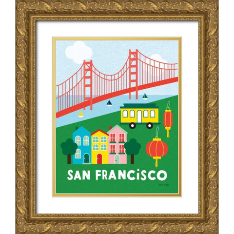 City Fun San Francisco Gold Ornate Wood Framed Art Print with Double Matting by Kelle, Ann