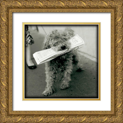 Paris Dog II Gold Ornate Wood Framed Art Print with Double Matting by Olivier, Marc