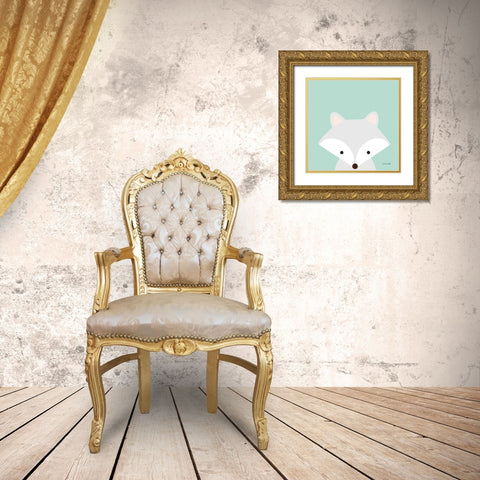 Cuddly Fox Gold Ornate Wood Framed Art Print with Double Matting by Kelle, Ann
