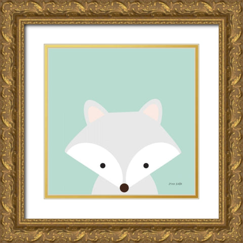 Cuddly Fox Gold Ornate Wood Framed Art Print with Double Matting by Kelle, Ann