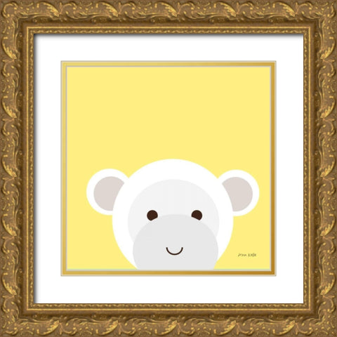 Cuddly Monkey Gold Ornate Wood Framed Art Print with Double Matting by Kelle, Ann