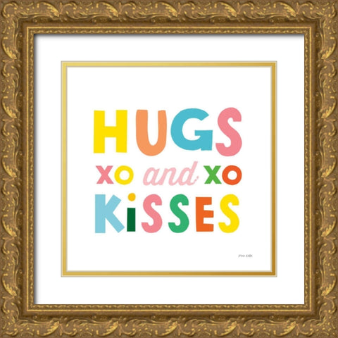 Hugs and Kisses Gold Ornate Wood Framed Art Print with Double Matting by Kelle, Ann