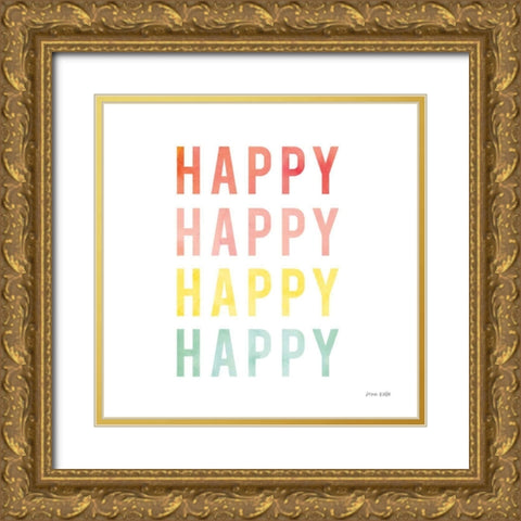Happy Happy Gold Ornate Wood Framed Art Print with Double Matting by Kelle, Ann