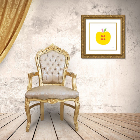 Yellow Apple Gold Ornate Wood Framed Art Print with Double Matting by Kelle, Ann