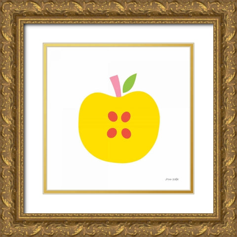 Yellow Apple Gold Ornate Wood Framed Art Print with Double Matting by Kelle, Ann