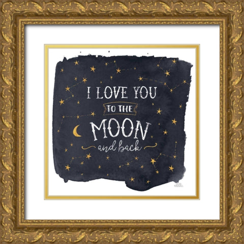 Celestial Love I Sq Gold Ornate Wood Framed Art Print with Double Matting by Marshall, Laura