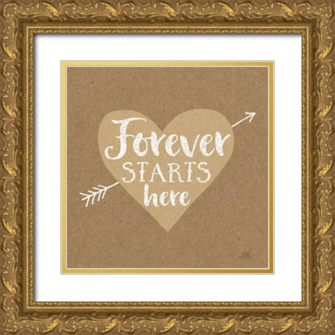 Lovestruck III Sq Gold Ornate Wood Framed Art Print with Double Matting by Marshall, Laura