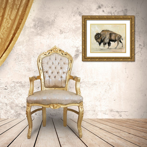 Bronze Buffalo Gold Ornate Wood Framed Art Print with Double Matting by Vassileva, Silvia