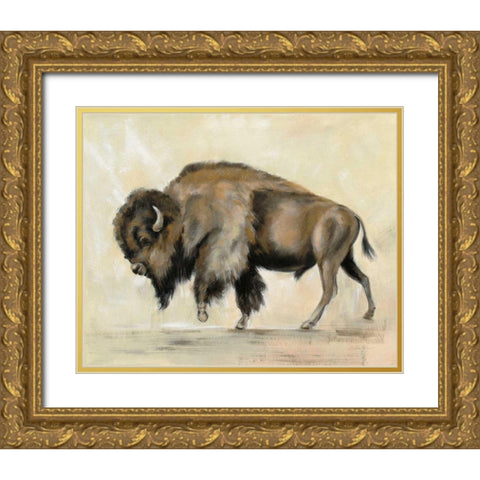 Bronze Buffalo Gold Ornate Wood Framed Art Print with Double Matting by Vassileva, Silvia
