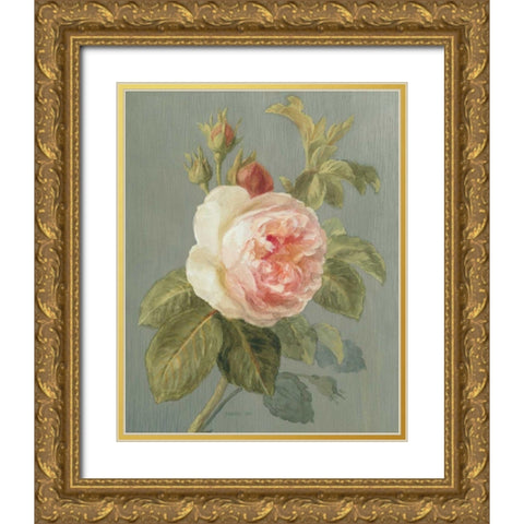 Heirloom Pink Rose Gold Ornate Wood Framed Art Print with Double Matting by Nai, Danhui