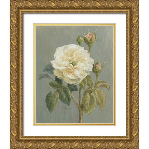 Heirloom White Rose Gold Ornate Wood Framed Art Print with Double Matting by Nai, Danhui