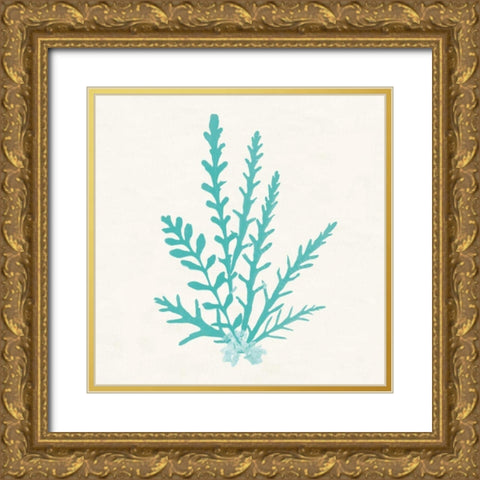 Pacific Sea Mosses III Aqua Gold Ornate Wood Framed Art Print with Double Matting by Wild Apple Portfolio