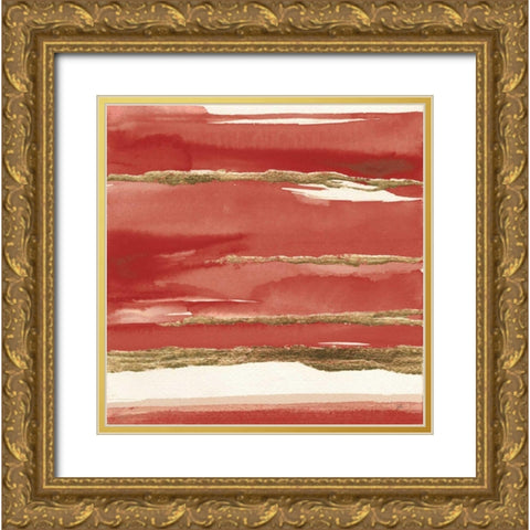 Gilded Red II Gold Ornate Wood Framed Art Print with Double Matting by Paschke, Chris