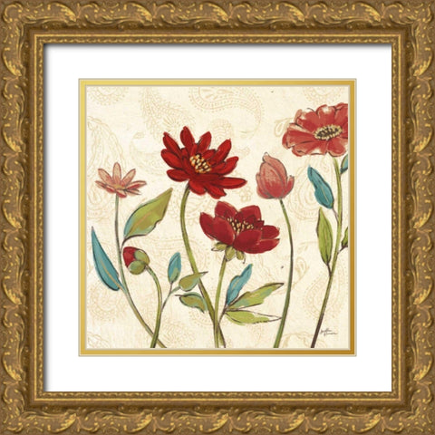 Red Gold Beauties I Crop Gold Ornate Wood Framed Art Print with Double Matting by Penner, Janelle