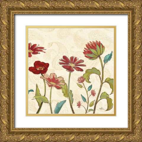 Red Gold Beauties II Crop Gold Ornate Wood Framed Art Print with Double Matting by Penner, Janelle