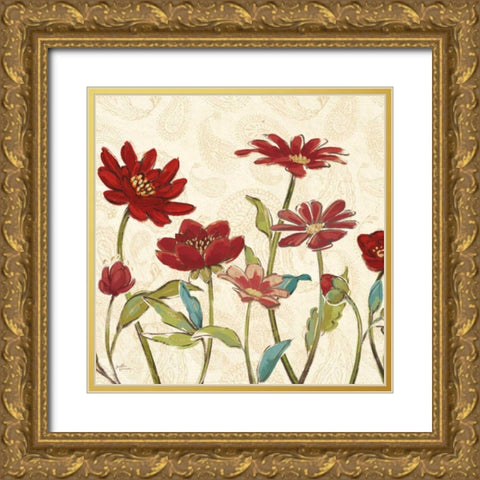 Red Gold Beauties III Crop Gold Ornate Wood Framed Art Print with Double Matting by Penner, Janelle