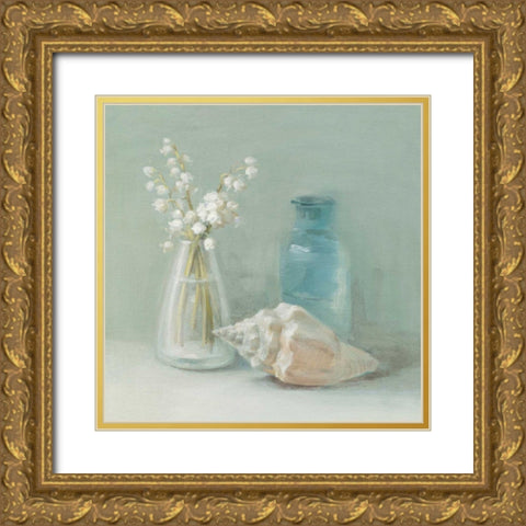Lily of the Valley Spa Gold Ornate Wood Framed Art Print with Double Matting by Nai, Danhui