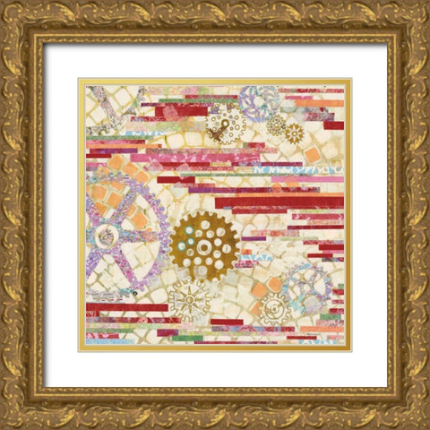 EU Timetable II Red Gold Ornate Wood Framed Art Print with Double Matting by Ferguson, Kathy