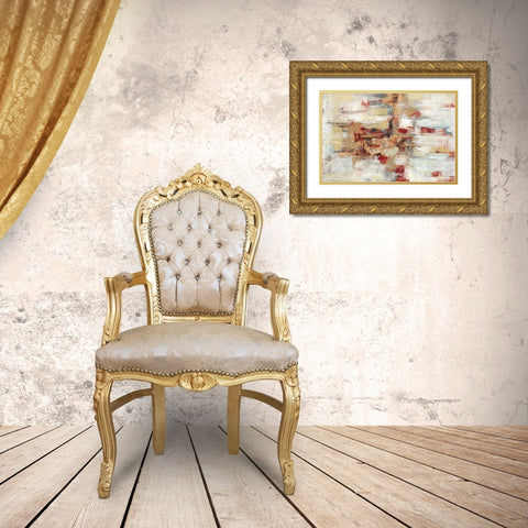 Old Bridge Reminiscence Red Gold Ornate Wood Framed Art Print with Double Matting by Vassileva, Silvia