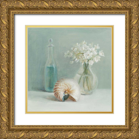 White Flower Spa Gold Ornate Wood Framed Art Print with Double Matting by Nai, Danhui