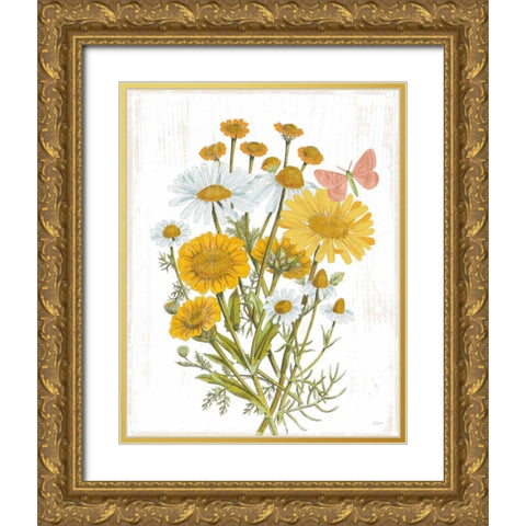 White Barn Flowers X Gold Ornate Wood Framed Art Print with Double Matting by Schlabach, Sue