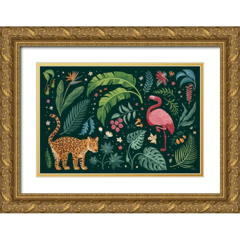 Jungle Love II Gold Ornate Wood Framed Art Print with Double Matting by Penner, Janelle