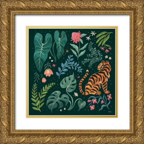Jungle Love V Gold Ornate Wood Framed Art Print with Double Matting by Penner, Janelle